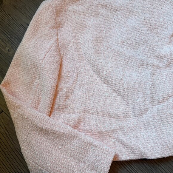 Zara Pink White Tweed Boucle Cropped Blazer - Small - Picture 11 of 12